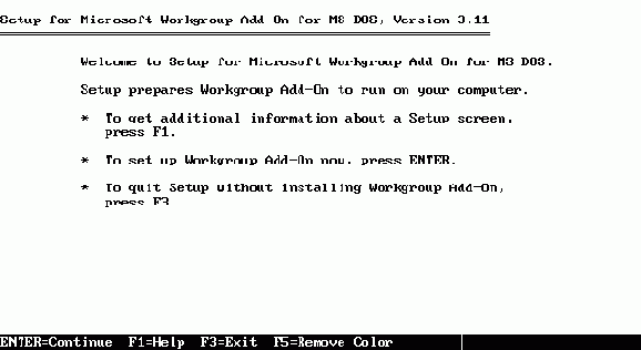  Microsoft Workgroup Add-On for MS-DOS