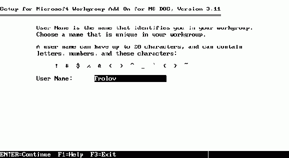  Microsoft Workgroup Add-On for MS-DOS