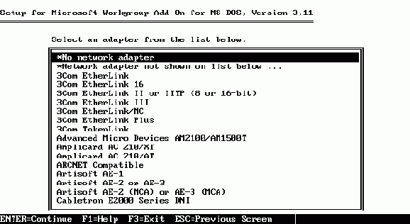  Microsoft Workgroup Add-On for MS-DOS