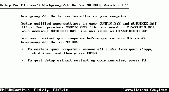  Microsoft Workgroup Add-On for MS-DOS